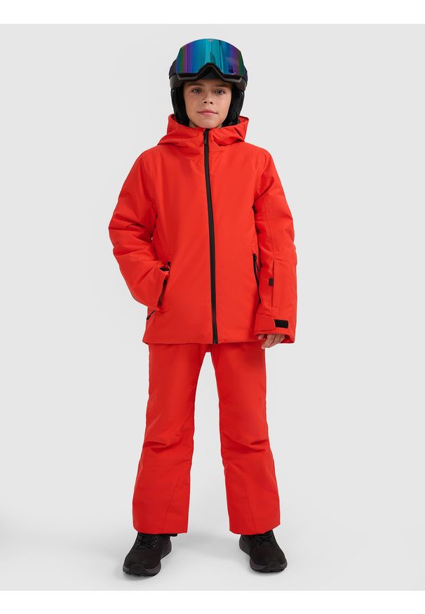 4f - 4F Kurtka narciarska membrana 5000 chłopięca - czerwona 164 (13-14 lat). Kolor: czerwony. Materiał: poliester, materiał. Wzór: gładki. Sezon: lato