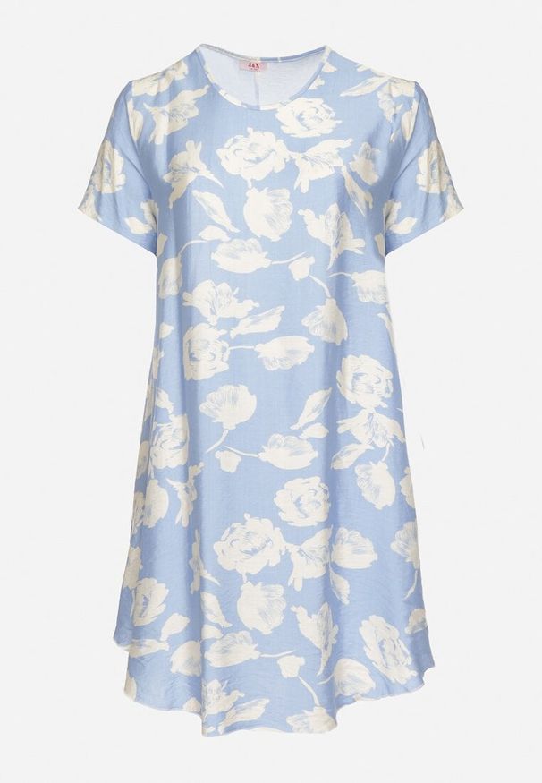 Born2be - Jasnoniebieska Pudełkowa Wiskozowa Sukienka ze Wzorem Kwiatów Aranessa. Okazja: na co dzień. Kolor: niebieski. Materiał: wiskoza. Wzór: kwiaty. Typ sukienki: proste. Styl: boho, casual, klasyczny, elegancki