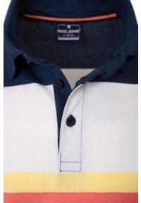 Męska Koszulka Polo - Pako Jeans - Kolorowa w Pasy. Okazja: na co dzień. Typ kołnierza: polo. Kolor: wielokolorowy. Materiał: bawełna. Wzór: prążki, paski. Styl: casual #4