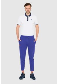 La Martina - LA MARTINA Fioletowe męskie spodnie Regular Fit, Rozmiar S. Kolor: fioletowy. Materiał: bawełna, dresówka #6