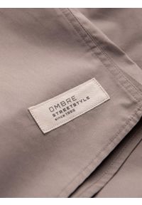 Ombre Clothing - Koszula męska z krótkim rękawem i kubańskim kołnierzem - ciemnobeżowa V3. Okazja: na co dzień. Kolor: beżowy. Materiał: tkanina, bawełna. Długość rękawa: krótki rękaw. Długość: krótkie. Wzór: gładki. Sezon: lato. Styl: klasyczny, casual #10