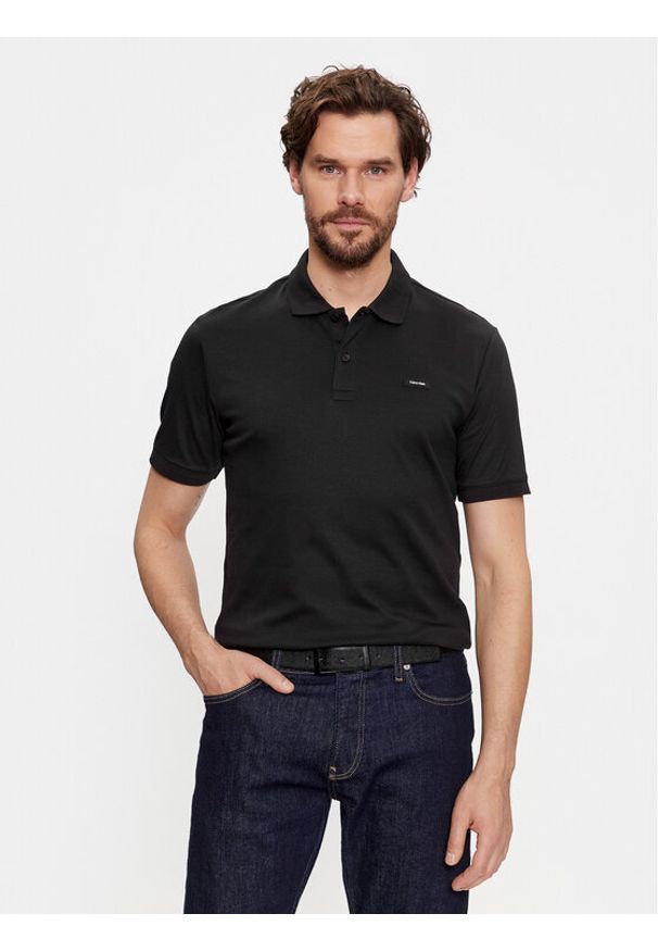 Calvin Klein Polo Smooth Cotton Slim Polo K10K111657 Czarny Regular Fit. Typ kołnierza: polo. Kolor: czarny. Materiał: bawełna
