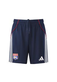 Adidas - Spodenki zewnętrzne OL 2025/26. Kolor: niebieski. Sport: piłka nożna