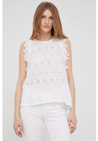 Answear Lab bluzka bawełniana damska kolor biały wzorzysta. Okazja: na co dzień. Kolor: biały. Materiał: bawełna. Długość rękawa: na ramiączkach. Styl: wakacyjny #3