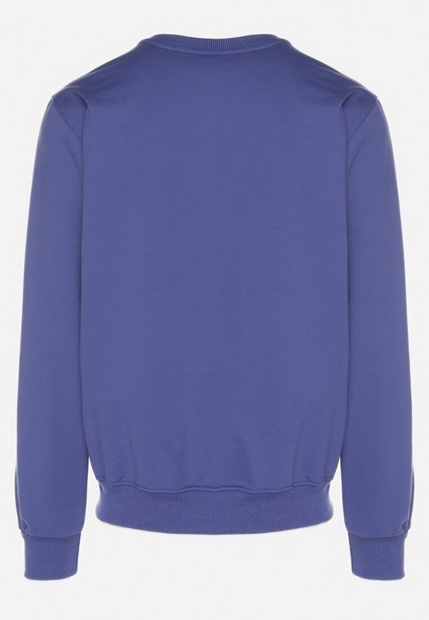 Born2be - Granatowo-Niebieska Bluza z Bawełną i Ściągaczami Asallo. Okazja: na co dzień, na spacer. Kolor: niebieski. Materiał: bawełna. Sezon: jesień, wiosna. Styl: klasyczny, casual