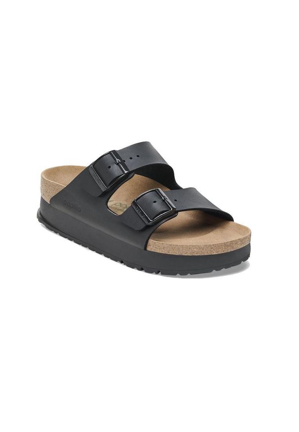 Sandały Birkenstock Arizona Pap Flex Platforma Czarny. Okazja: na co dzień. Kolor: czarny. Materiał: syntetyk, materiał. Sezon: lato. Obcas: na platformie. Styl: casual, elegancki