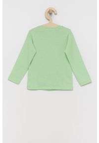 United Colors of Benetton longsleeve bawełniany dziecięcy kolor zielony. Okazja: na co dzień. Kolor: zielony. Materiał: bawełna. Długość rękawa: długi rękaw. Długość: długie. Wzór: nadruk. Styl: casual #2