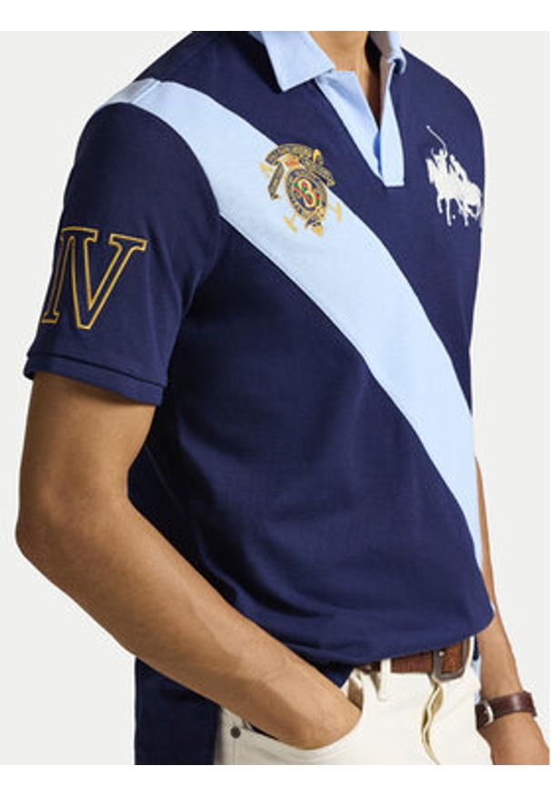 Polo Ralph Lauren Polo 710B14221001 Granatowy Regular Fit. Typ kołnierza: polo. Kolor: niebieski. Materiał: bawełna