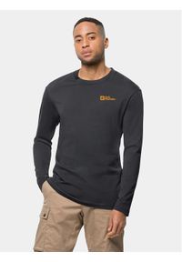 Jack Wolfskin Longsleeve Essential Longsleeve 1808821 Czarny Regular Fit. Kolor: czarny. Materiał: bawełna. Długość rękawa: długi rękaw