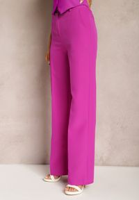 Renee - Ciemnofioletowe Garniturowe Spodnie High Waist z Kieszeniami Blathe. Stan: podwyższony. Kolor: fioletowy #2