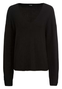 Sweter oversize bonprix czarny. Typ kołnierza: dekolt w serek. Kolor: czarny #1