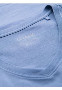 Ombre Clothing - Klasyczna męska bawełniana koszulka z dekoltem w serek BASIC – niebieska V20 - Rozmiar: L. Typ kołnierza: dekolt w serek. Kolor: niebieski. Materiał: bawełna. Styl: klasyczny #6