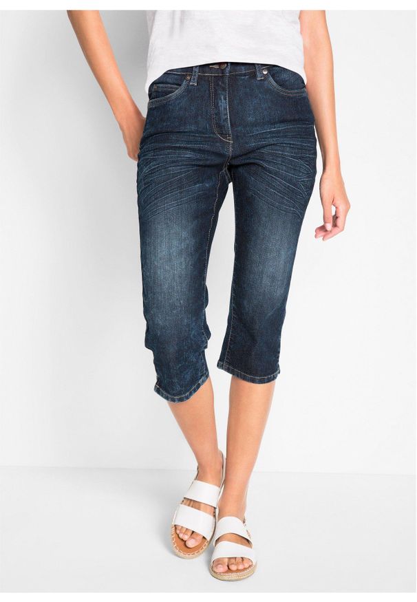 bonprix - Dżinsy straight, średni stan, ze stretchem. Kolor: niebieski