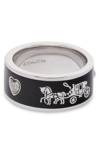 Coach Pierścionek Enamel Horse & Carriage Band Ring 37479034RHO003 Srebrny. Materiał: srebrne. Kolor: srebrny