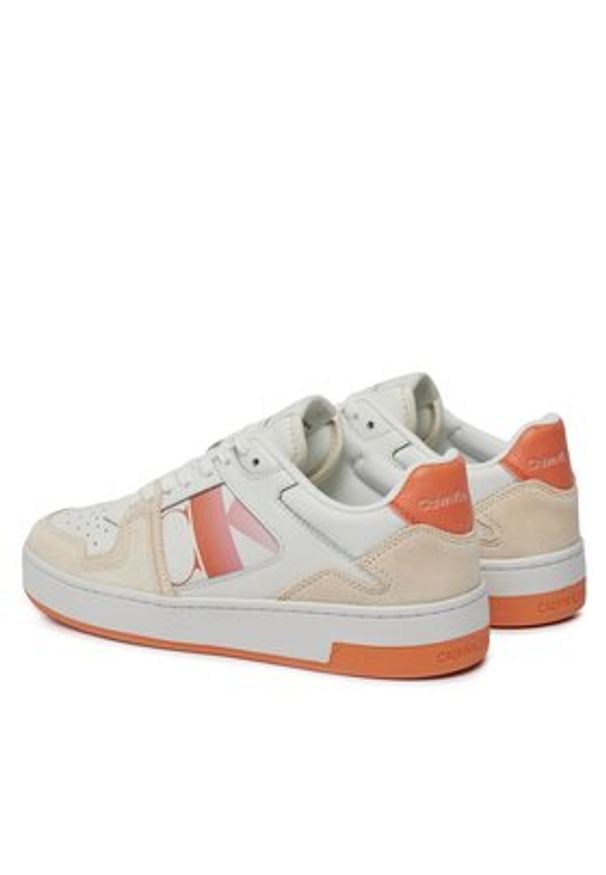 Calvin Klein Jeans Sneakersy Basket Cupsole Lace Mix Nbs Sat YW0YW01446 Biały. Kolor: biały. Materiał: skóra, zamsz