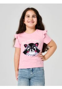 Sinsay - Koszulka z nadrukiem - różowy. Kolor: różowy. Wzór: nadruk #1