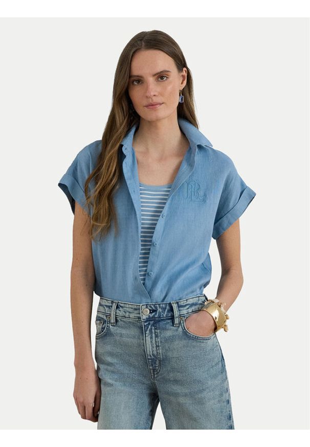 Lauren Ralph Lauren - LAUREN RALPH LAUREN Koszula 200874259011 Błękitny Relaxed Fit. Kolor: niebieski. Materiał: len
