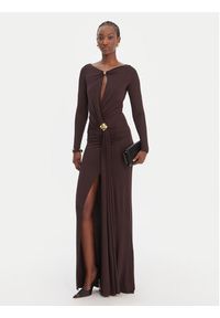 Elisabetta Franchi Sukienka wieczorowa AB-R146-1E2-V750 Brązowy Regular Fit. Kolor: brązowy. Materiał: wiskoza. Styl: wizytowy #4