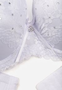 Renee - Biały Biustonosz z Koronką i Cyrkoniami Himelodia. Kolor: biały. Materiał: koronka. Wzór: koronka #6