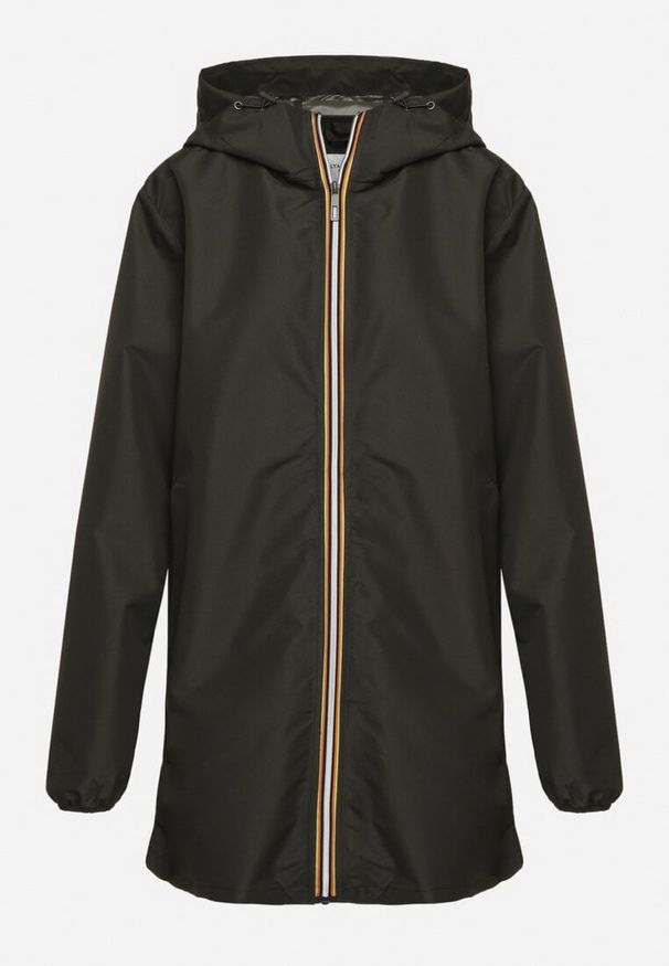 Born2be - Ciemnozielona Kurtka Wiatrówka o Wydłużonym Fasonie z Kapturem Axerinta. Typ kołnierza: kaptur. Kolor: zielony. Styl: klasyczny