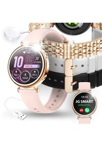 Smartwatch JG Smart SMARTWATCH DAMSKI ZEGAREK MENU PL ROZMOWY PIĘKNA BRANSOLETA ZŁOTY + 4 PASKI. Rodzaj zegarka: smartwatch. Kolor: złoty #1