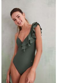 Women Secret - women'secret strój kąpielowy Perfect Fit kolor zielony usztywniona miseczka. Kolor: zielony. Materiał: materiał, włókno #2