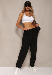 Renee - Czarne Dresowe Spodnie High Waist z Gumką w Talii Dimlara. Okazja: na co dzień. Stan: podwyższony. Kolor: czarny. Materiał: dresówka. Styl: elegancki, casual #5
