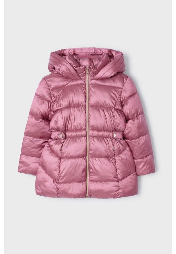 Mayoral kurtka dziecięca kolor różowy. Okazja: na co dzień. Typ kołnierza: kaptur. Kolor: różowy. Materiał: poliester. Styl: casual