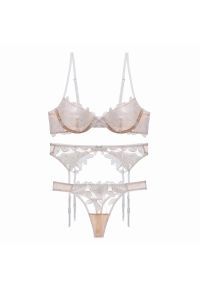 Intica - Komplet bielizny z delikatnym zdobieniem na wyjątkowe okazje Miyako. Kolor: beżowy. Materiał: materiał. Wzór: aplikacja