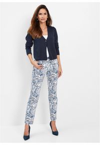 bonprix - Gładki kardigan. Kolor: niebieski. Materiał: dzianina. Wzór: gładki, ze splotem. Styl: klasyczny #3