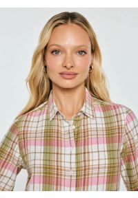 Big-Star - Koszula damska bawełniana w kratę różowo-zielona Cedi 600. Okazja: na co dzień. Kolor: różowy. Materiał: bawełna. Wzór: kolorowy. Styl: casual, elegancki, retro, klasyczny #6