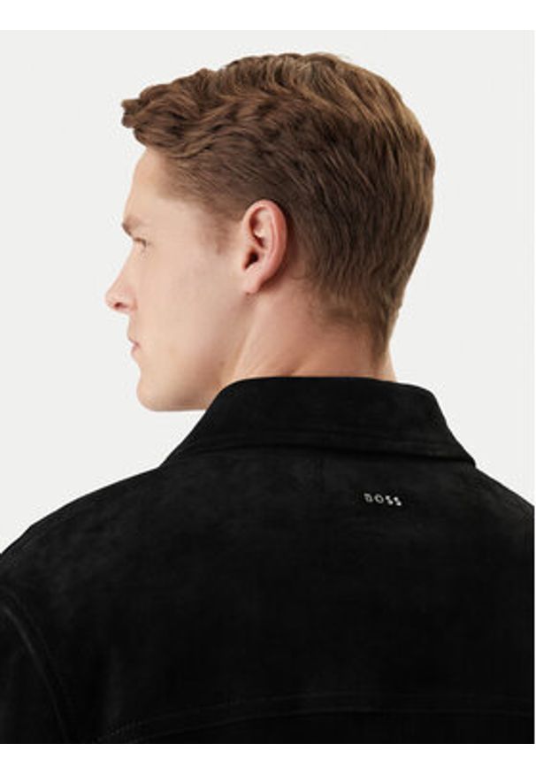 BOSS Kurtka skórzana Johot 50552130 Czarny Regular Fit. Kolor: czarny. Materiał: skóra