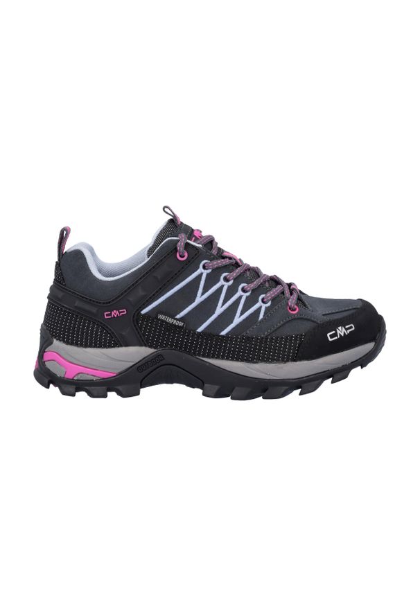 Buty trekkingowe damskie CMP Rigel Low. Zapięcie: sznurówki. Kolor: czarny, różowy, wielokolorowy. Materiał: syntetyk, skóra, materiał. Szerokość cholewki: normalna