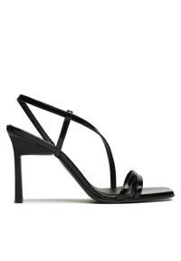 Calvin Klein Sandały Geo Stiletto Asy Sandal 90Hh HW0HW01609 Czarny. Kolor: czarny. Materiał: lakier, skóra