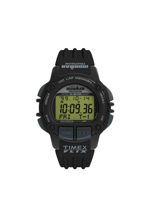 Timex Zegarek Ironman Flix 100 Lap TW5M63000 Czarny. Kolor: czarny