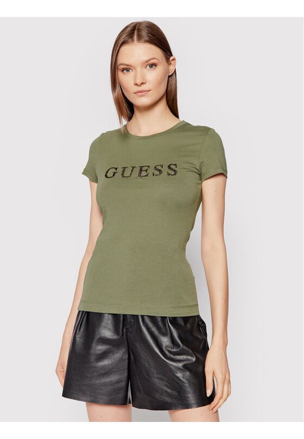 Guess T-Shirt Kimetz W1BI06 JA911 Zielony Regular Fit. Kolor: zielony. Materiał: bawełna