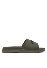 TOMMY HILFIGER - Tommy Hilfiger Klapki Dual Density Hilfiger Pool Slide FM0FM05430 Khaki. Kolor: brązowy