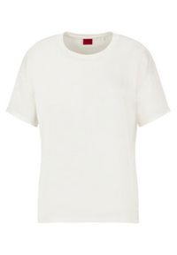 Hugo T-Shirt Smart 50478228 Écru Relaxed Fit. Materiał: wiskoza