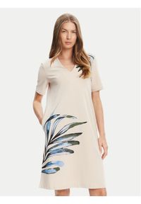 Tatuum Sukienka codzienna Radis T2509.197 Beżowy Regular Fit. Okazja: na co dzień. Kolor: beżowy. Materiał: bawełna. Typ sukienki: proste. Styl: casual