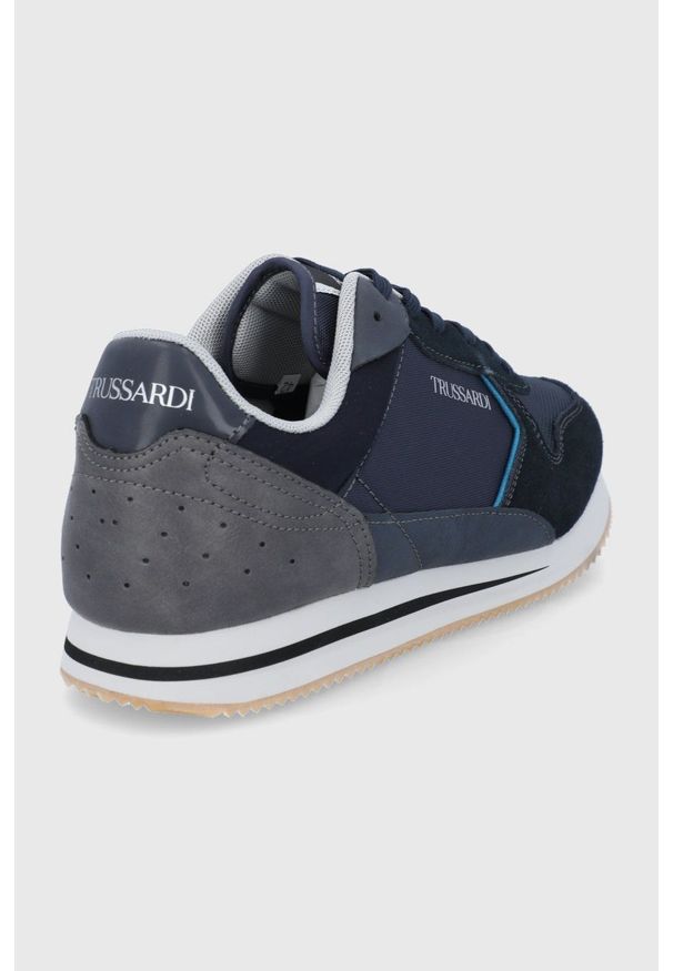 Trussardi Jeans - Trussardi Buty kolor granatowy. Nosek buta: okrągły. Zapięcie: sznurówki. Kolor: niebieski. Materiał: guma