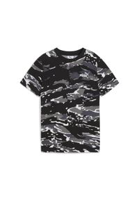 Puma - Młodzieżowa koszulka Essentials Camo PUMA Black. Kolor: czarny. Wzór: nadruk, moro