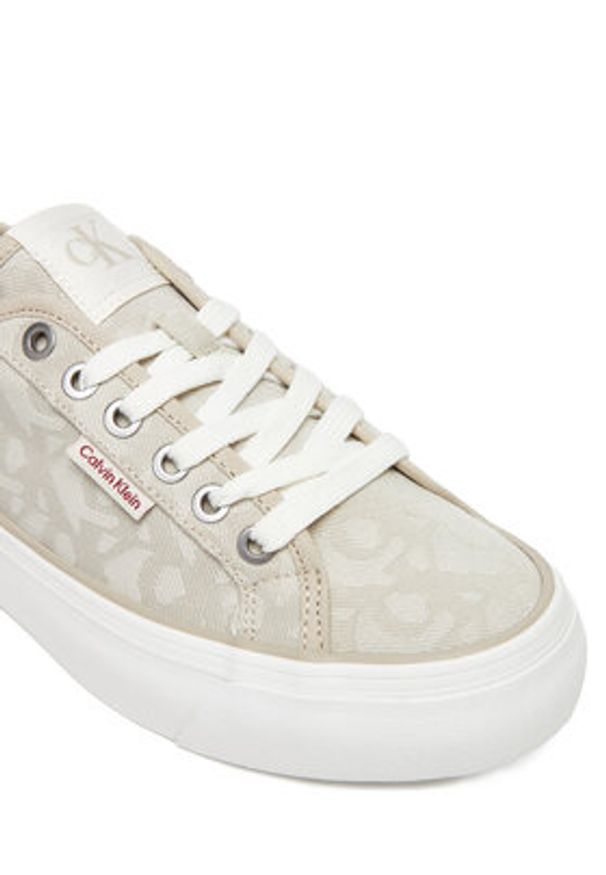 Calvin Klein Jeans Sneakersy Vulc Flatf Jacquard Aop YW0YW01965 Beżowy. Kolor: beżowy. Materiał: materiał