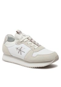 Calvin Klein Jeans Sneakersy Runner Sock Lace Up YM0YM00553 Biały. Kolor: biały. Materiał: materiał #2
