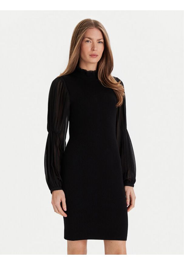 French Connection Sukienka dzianinowa 71ZBU Czarny Slim Fit. Kolor: czarny. Materiał: wiskoza