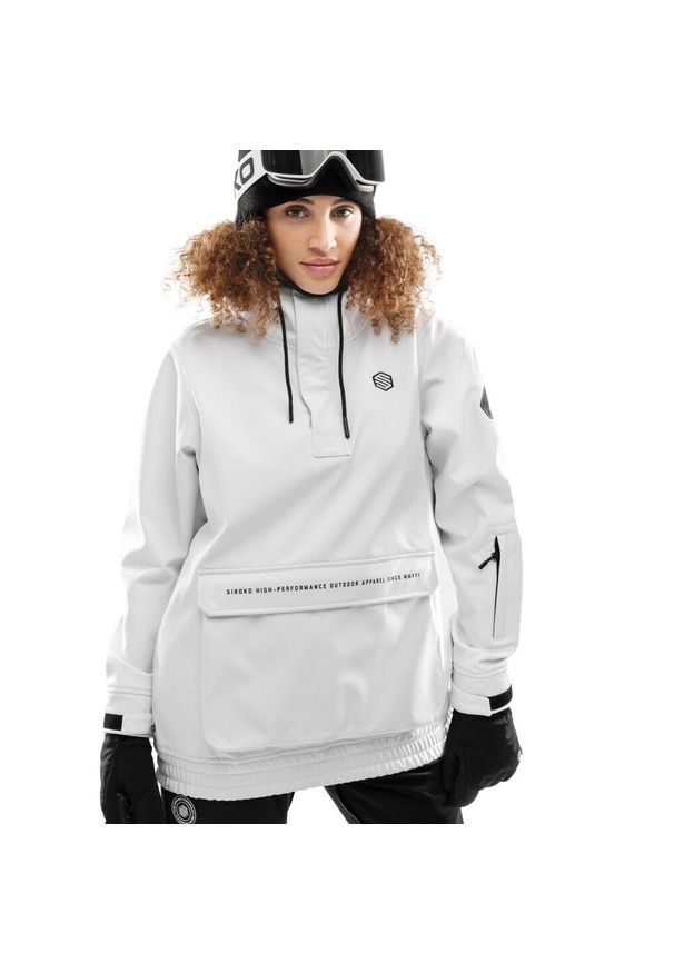 Damska kurtka snowboardowa Sporty zimowe SIROKO W3-W Antarctica. Kolor: biały. Materiał: softshell, materiał. Sezon: zima. Sport: snowboard