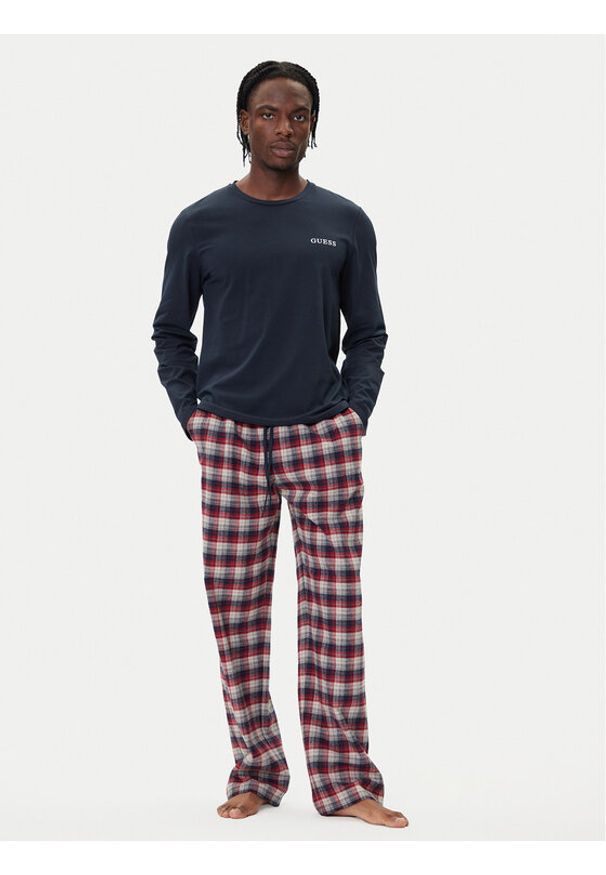 Guess Piżama U5BX00 K0400 Granatowy Regular Fit. Kolor: niebieski. Materiał: bawełna