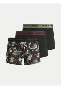 Jack & Jones - Jack&Jones Komplet 3 par bokserek Flower 12194284 Czarny. Kolor: czarny. Materiał: syntetyk