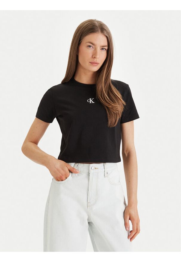 Calvin Klein Jeans T-Shirt LV047AB213 Czarny Regular Fit. Kolor: czarny. Materiał: bawełna