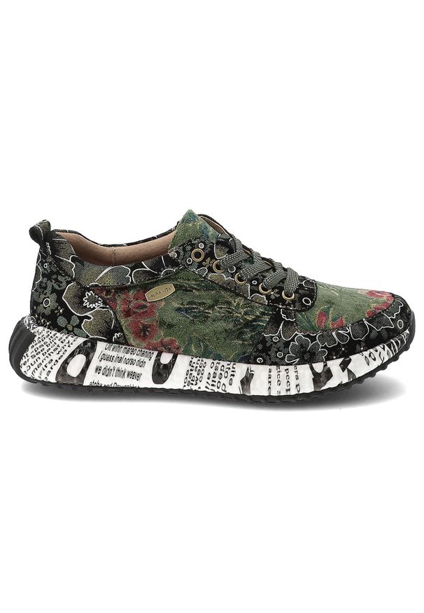 Zielone Sneakersy Laura Vita Eleganckie Obuwie Damskie Edycja Limitowana. Okazja: na co dzień. Kolor: zielony. Szerokość cholewki: normalna. Wzór: kwiaty, aplikacja, nadruk. Styl: elegancki