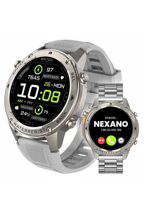 Nexano - SMARTWATCH ZEGAREK MĘSKI GPS MENU PL WODOODPORNY ROZMOWY SPORT SMART WATCH. Rodzaj zegarka: smartwatch. Styl: sportowy